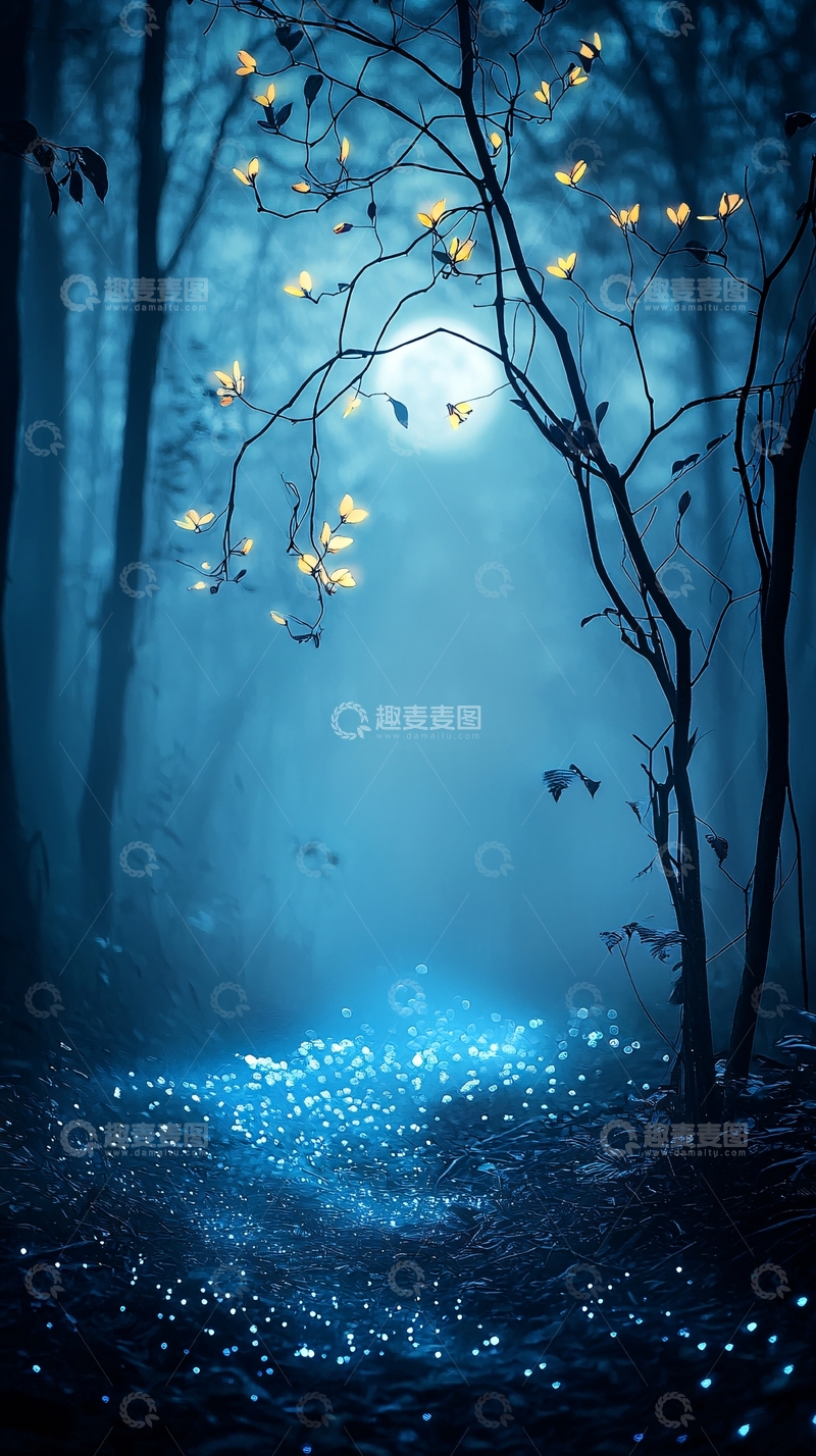 高清大图下载【趣麦麦图】神秘森林中的光点