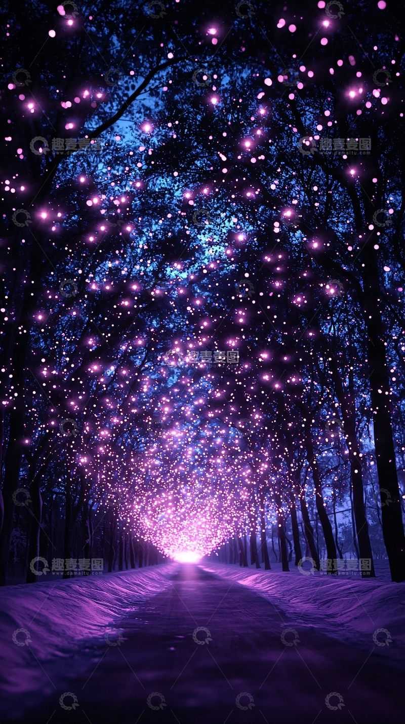高清大图下载【趣麦麦图】梦幻森林光点路径