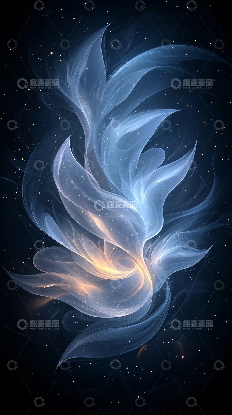 高清大图下载【趣麦麦图】梦幻星空中的光羽