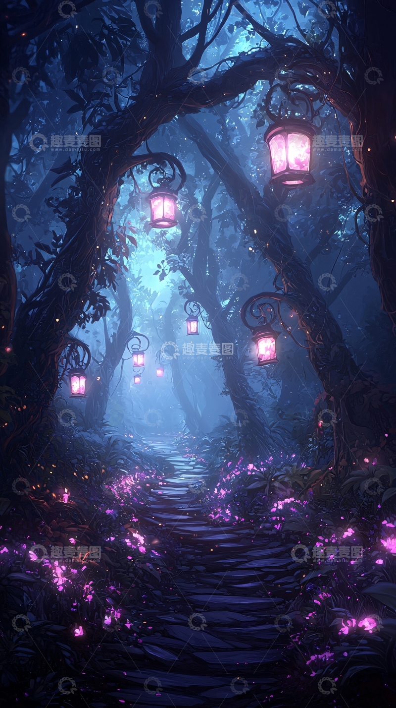 高清大图下载【趣麦麦图】梦幻森林小径灯饰