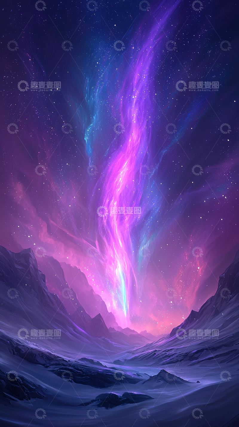 高清大图下载【趣麦麦图】梦幻星空下的山峦