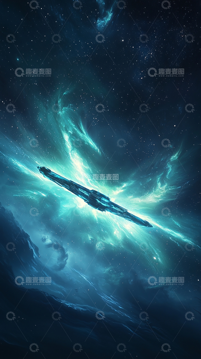 高清大图下载【趣麦麦图】星际飞船穿越星云