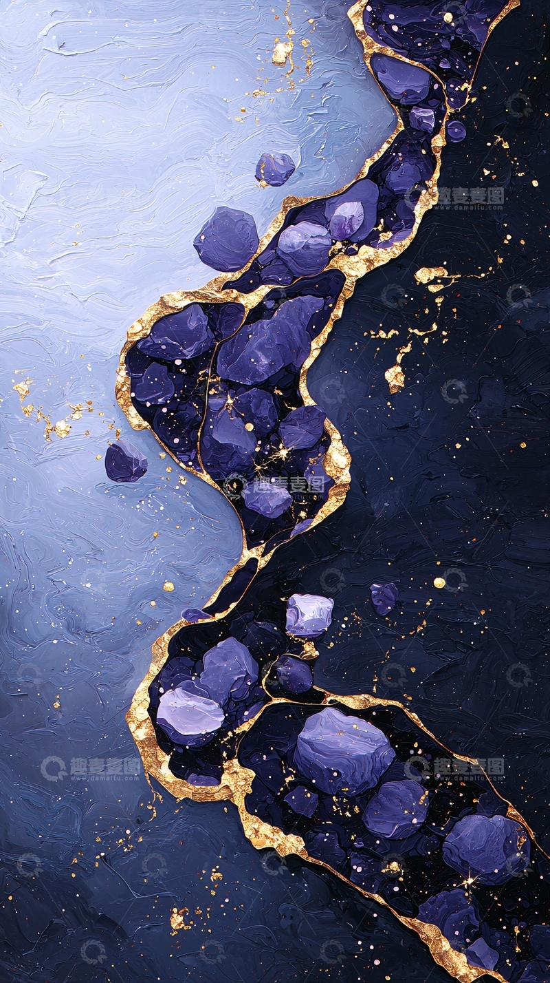 高清大图下载【趣麦麦图】深邃紫色宝石裂纹背景