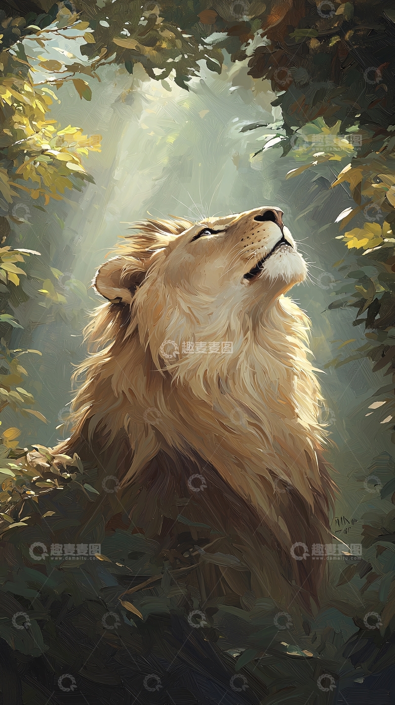 高清大图下载【趣麦麦图】森林中的雄狮