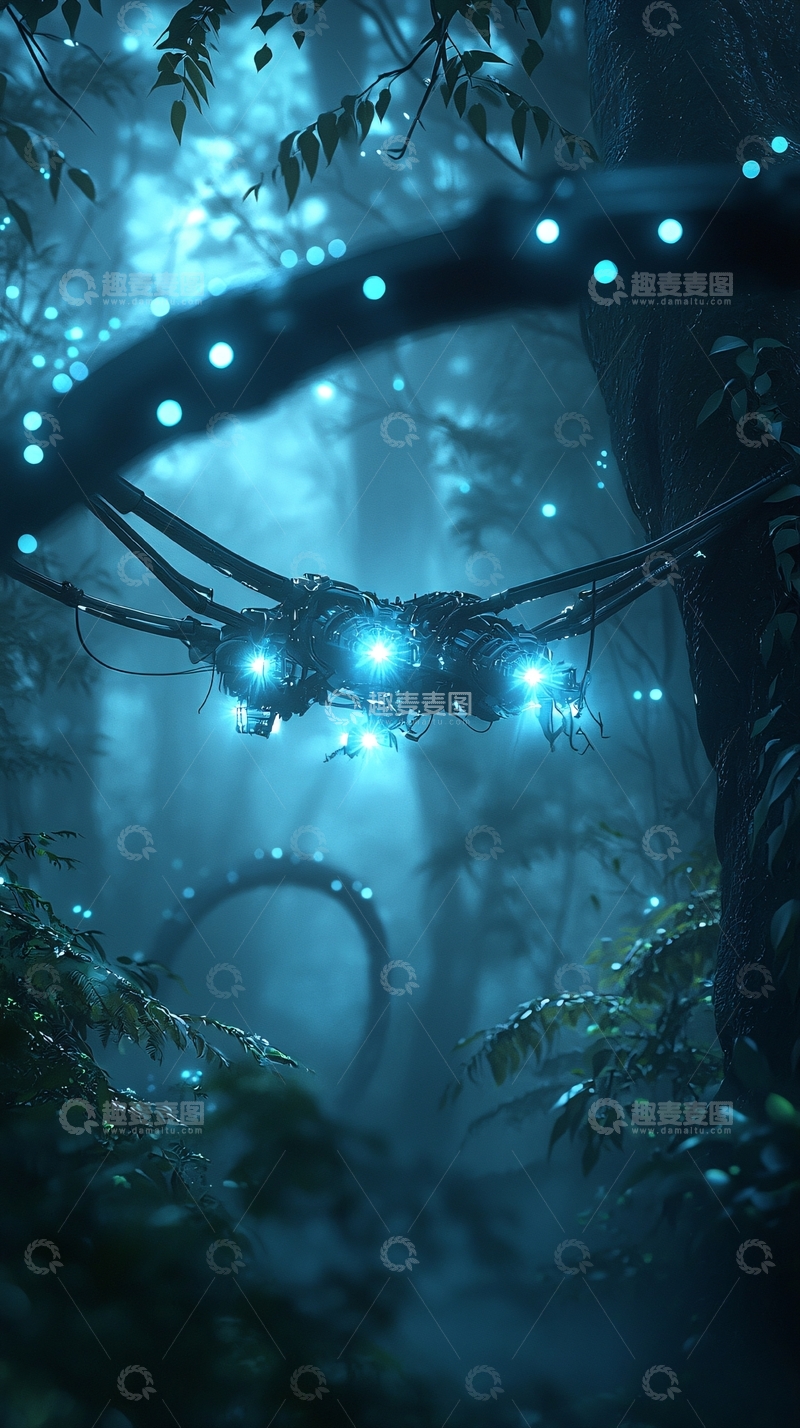 高清大图下载【趣麦麦图】神秘森林中的机械装置