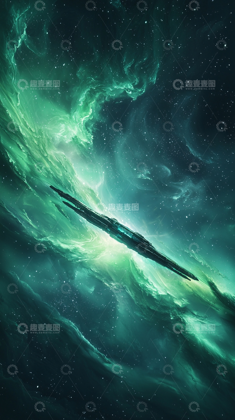 高清大图下载【趣麦麦图】星际飞船穿越星云