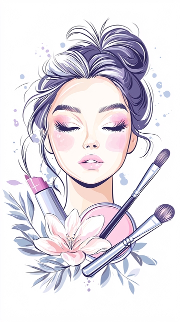 美妆女孩插画素材