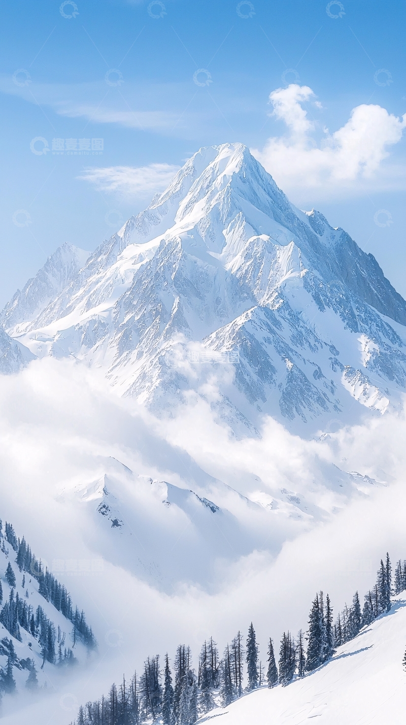 高清大图下载【趣麦麦图】雪峰云海自然风光