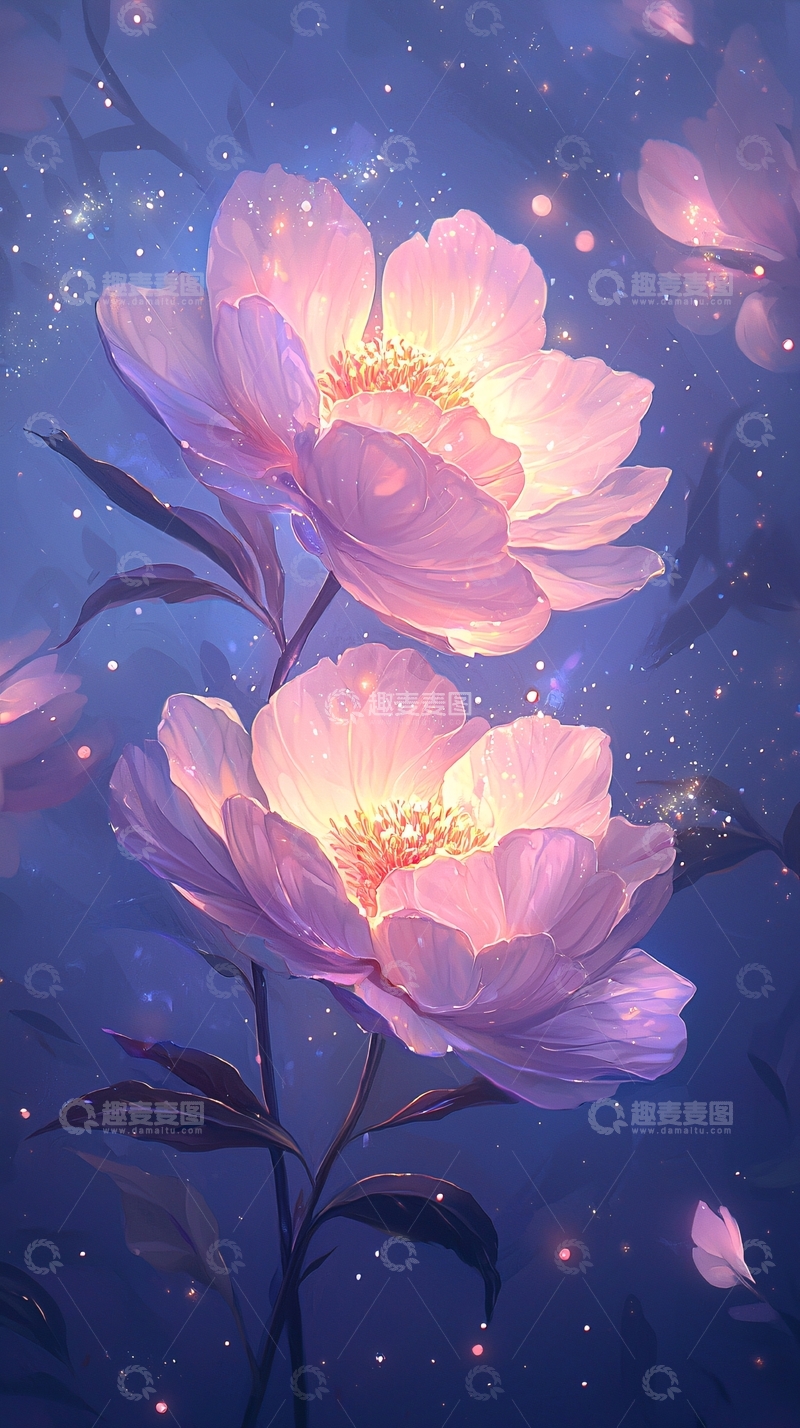 高清大图下载【趣麦麦图】梦幻夜色中的花朵