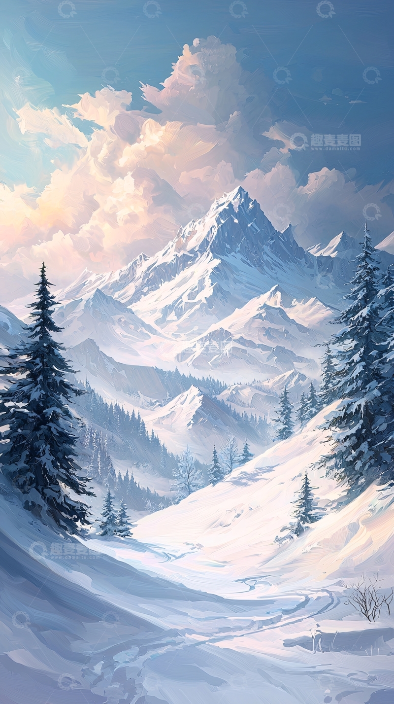 高清大图下载【趣麦麦图】雪景山峰冬季自然风光