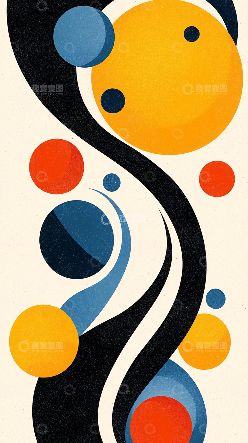 高清大图下载【趣麦麦图】抽象几何线条与圆形图案设计