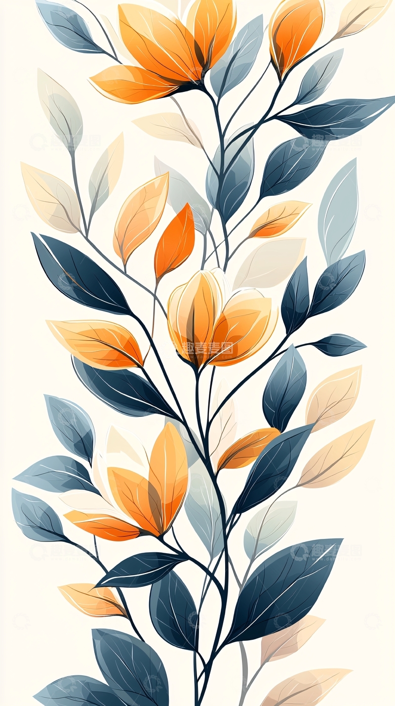 高清大图下载【趣麦麦图】秋日色彩斑斓花卉图案