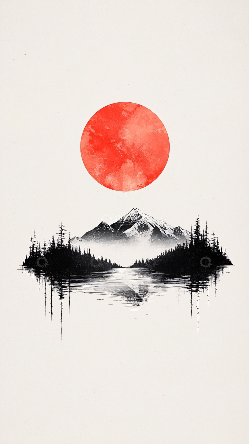 高清大图下载【趣麦麦图】雪山倒影日落风景图