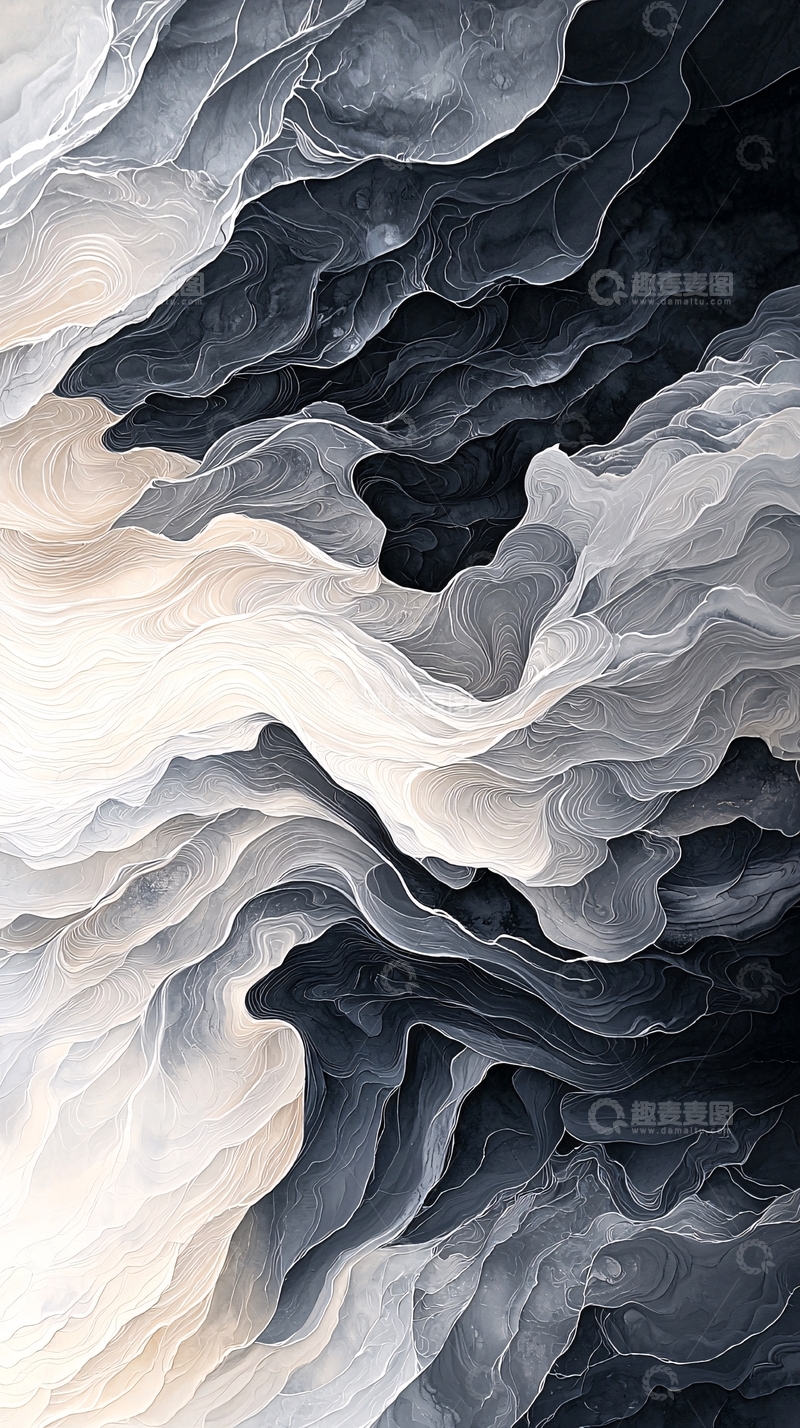 高清大图下载【趣麦麦图】抽象流动线条艺术背景