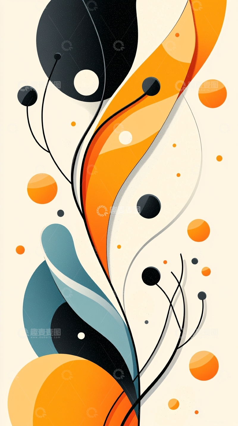 高清大图下载【趣麦麦图】抽象艺术线条与色彩组合背景