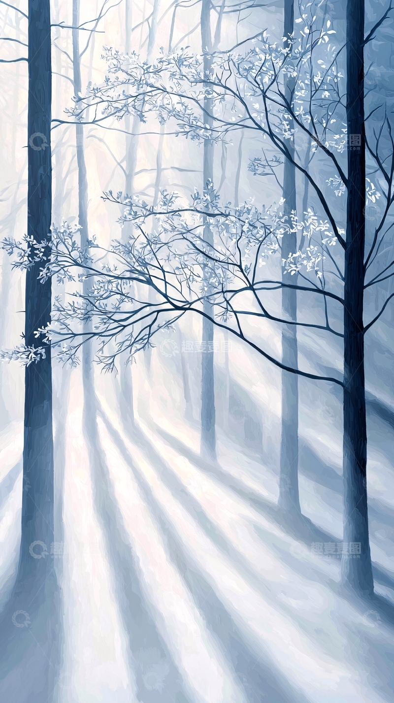 高清大图下载【趣麦麦图】冬日森林光影