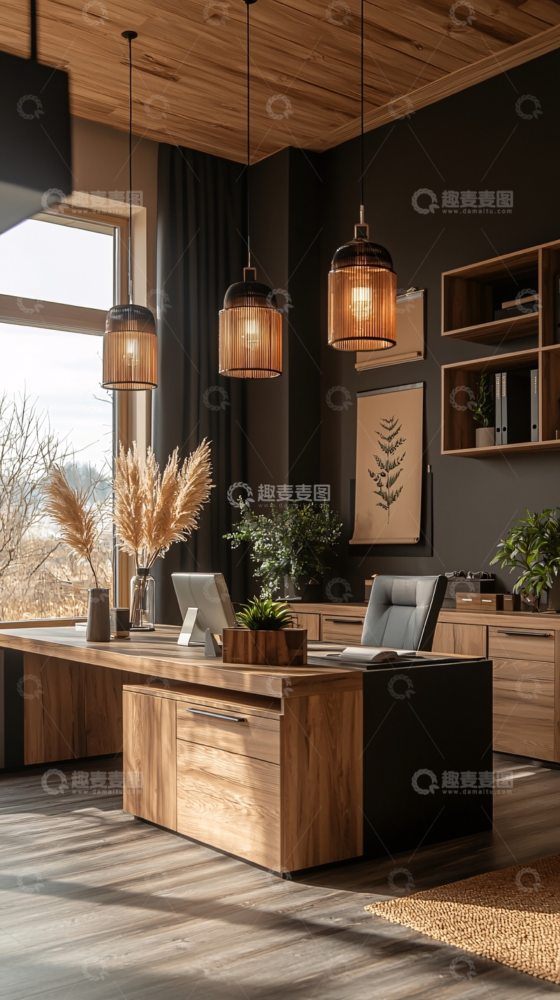 高清大图下载【趣麦麦图】现代简约木质办公桌椅设计