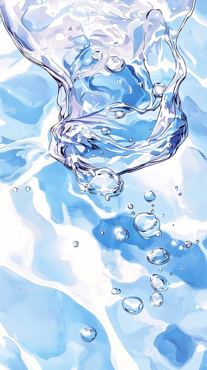 高清大图下载【趣麦麦图】水流动态插画背景图
