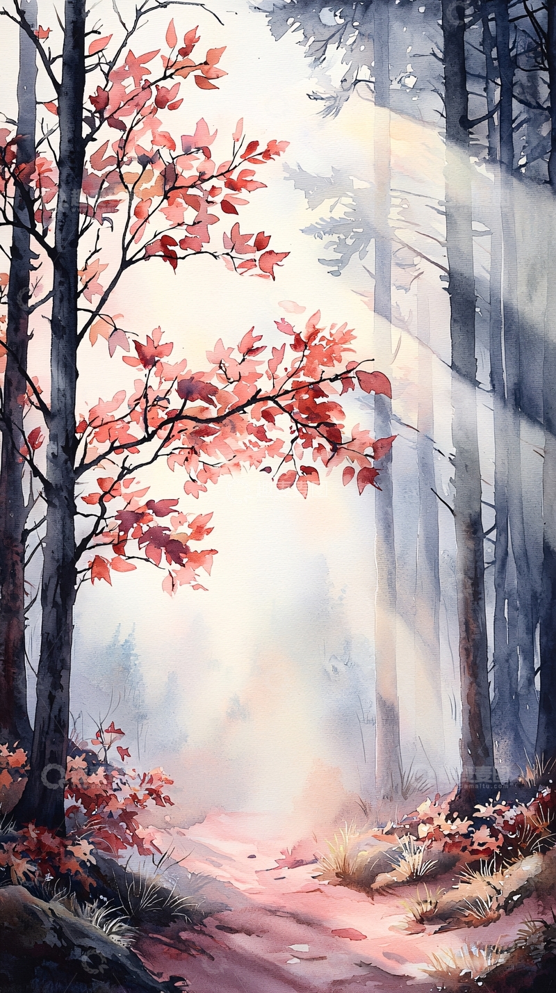 高清大图下载【趣麦麦图】秋日森林中的阳光小径