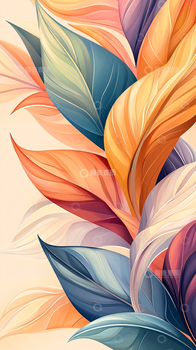 高清大图下载【趣麦麦图】抽象色彩花卉图案背景