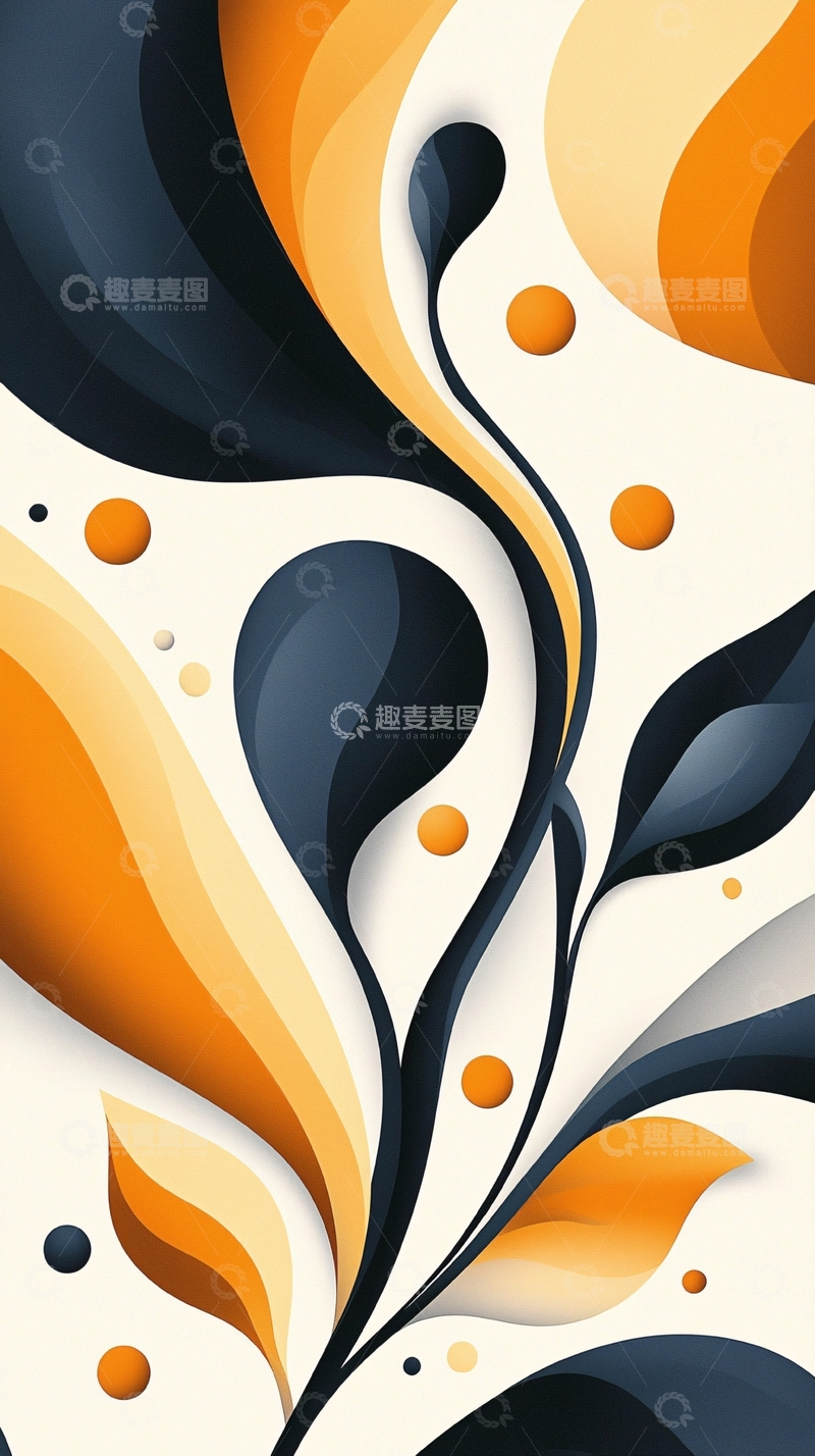 高清大图下载【趣麦麦图】抽象橙色渐变花卉图案背景