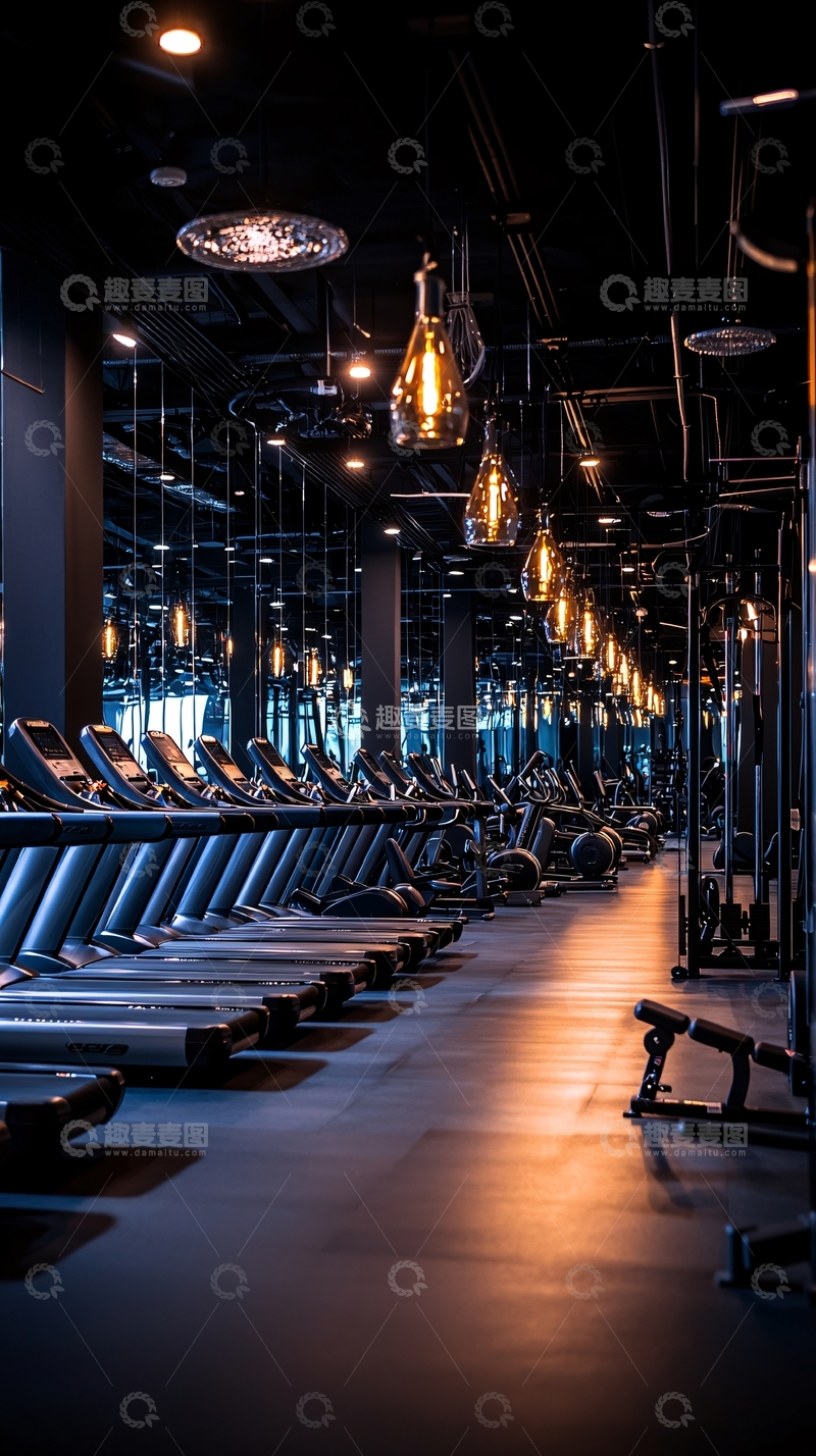 高清大图下载【趣麦麦图】健身房跑步机与哑铃区