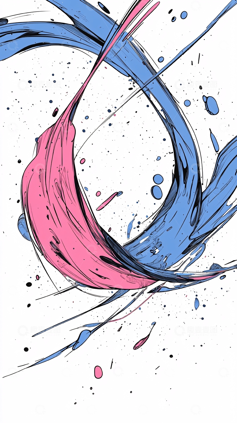 高清大图下载【趣麦麦图】粉蓝交织动感抽象艺术背景