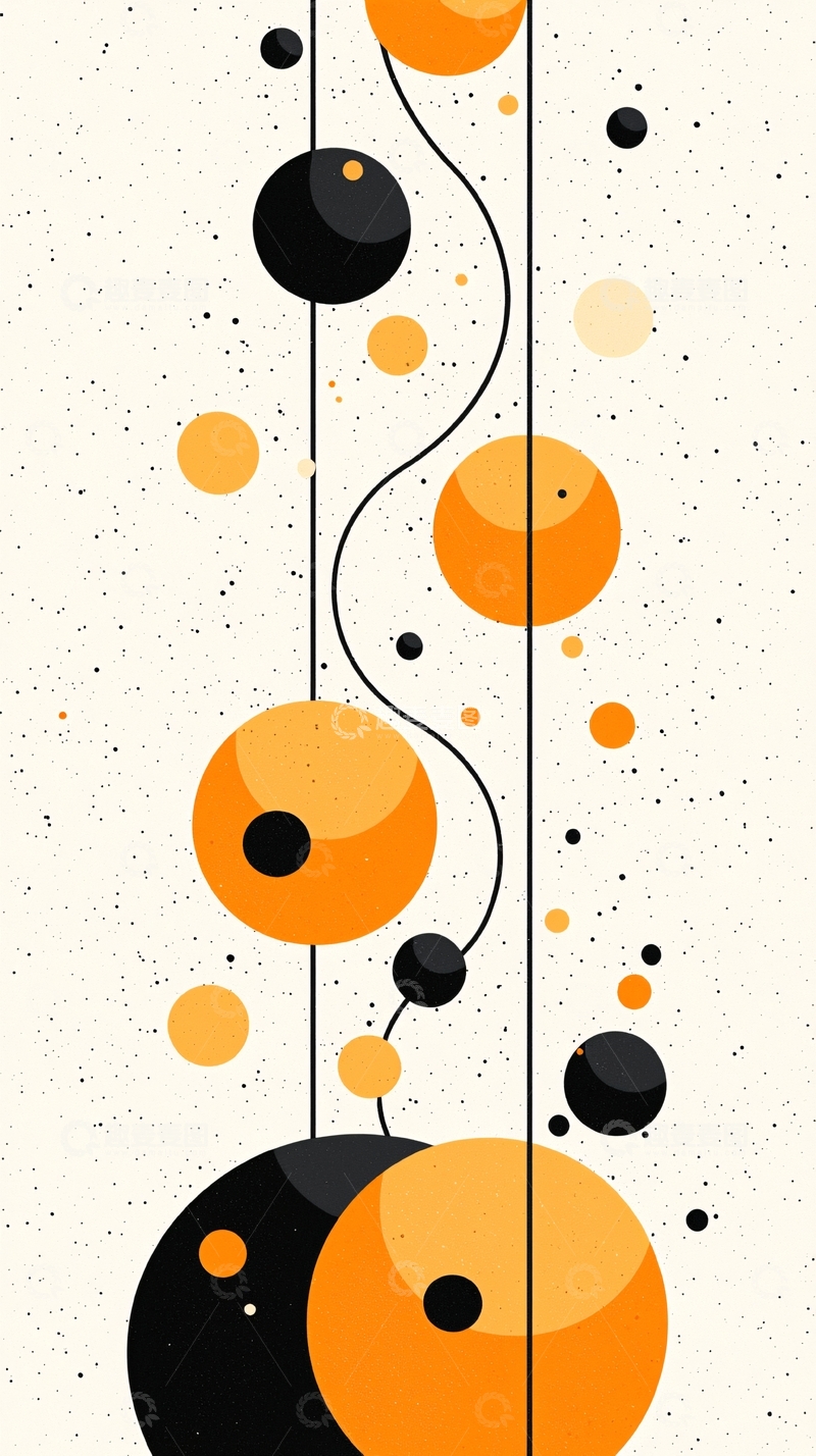 高清大图下载【趣麦麦图】抽象几何线条与圆形元素背景