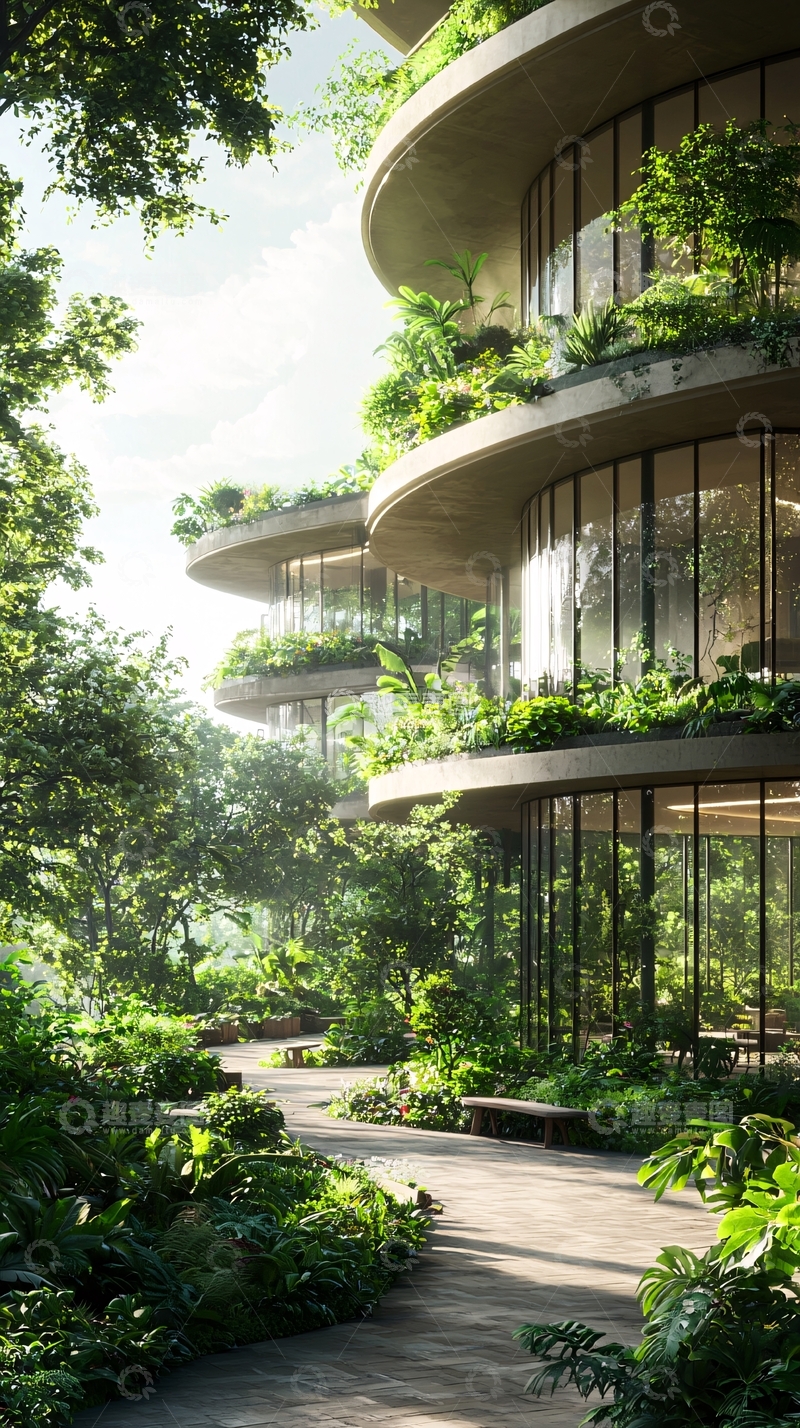 高清大图下载【趣麦麦图】绿色生态建筑与自然景观结合