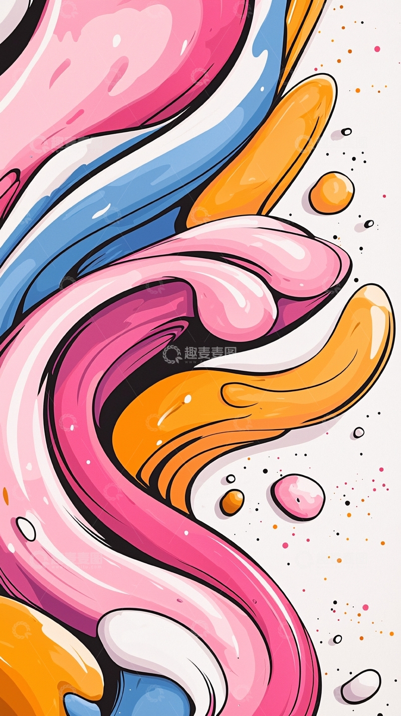 高清大图下载【趣麦麦图】抽象色彩流动线条背景图