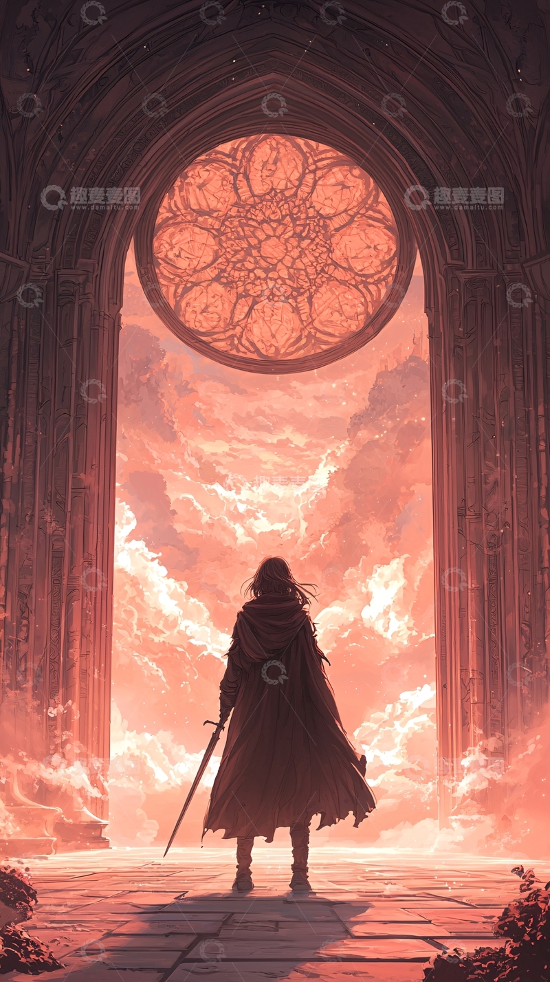 高清大图下载【趣麦麦图】神秘城堡中的孤独旅者