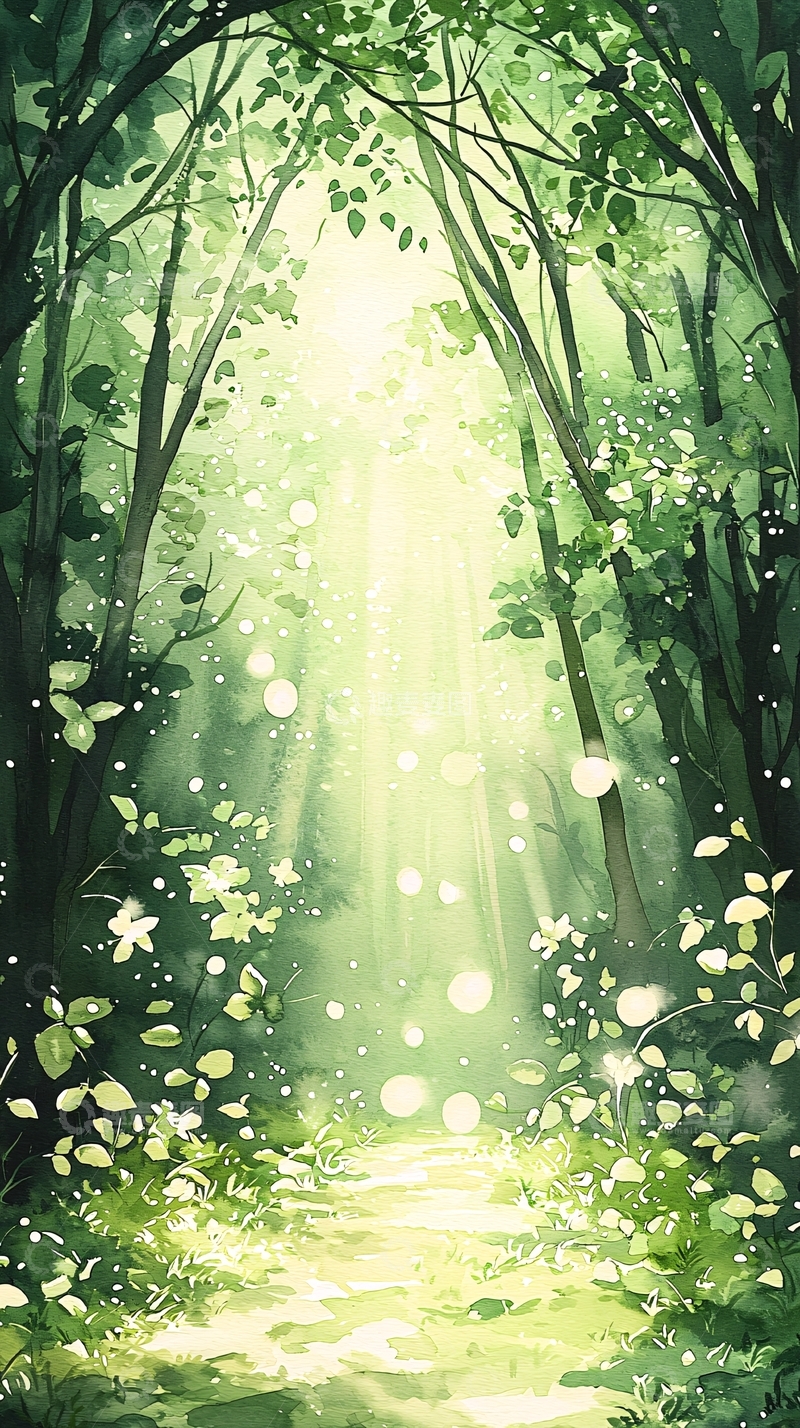 高清大图下载【趣麦麦图】森林中的阳光小径