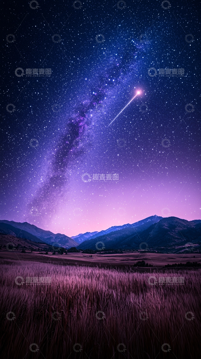 高清大图下载【趣麦麦图】夜空流星银河山野风景