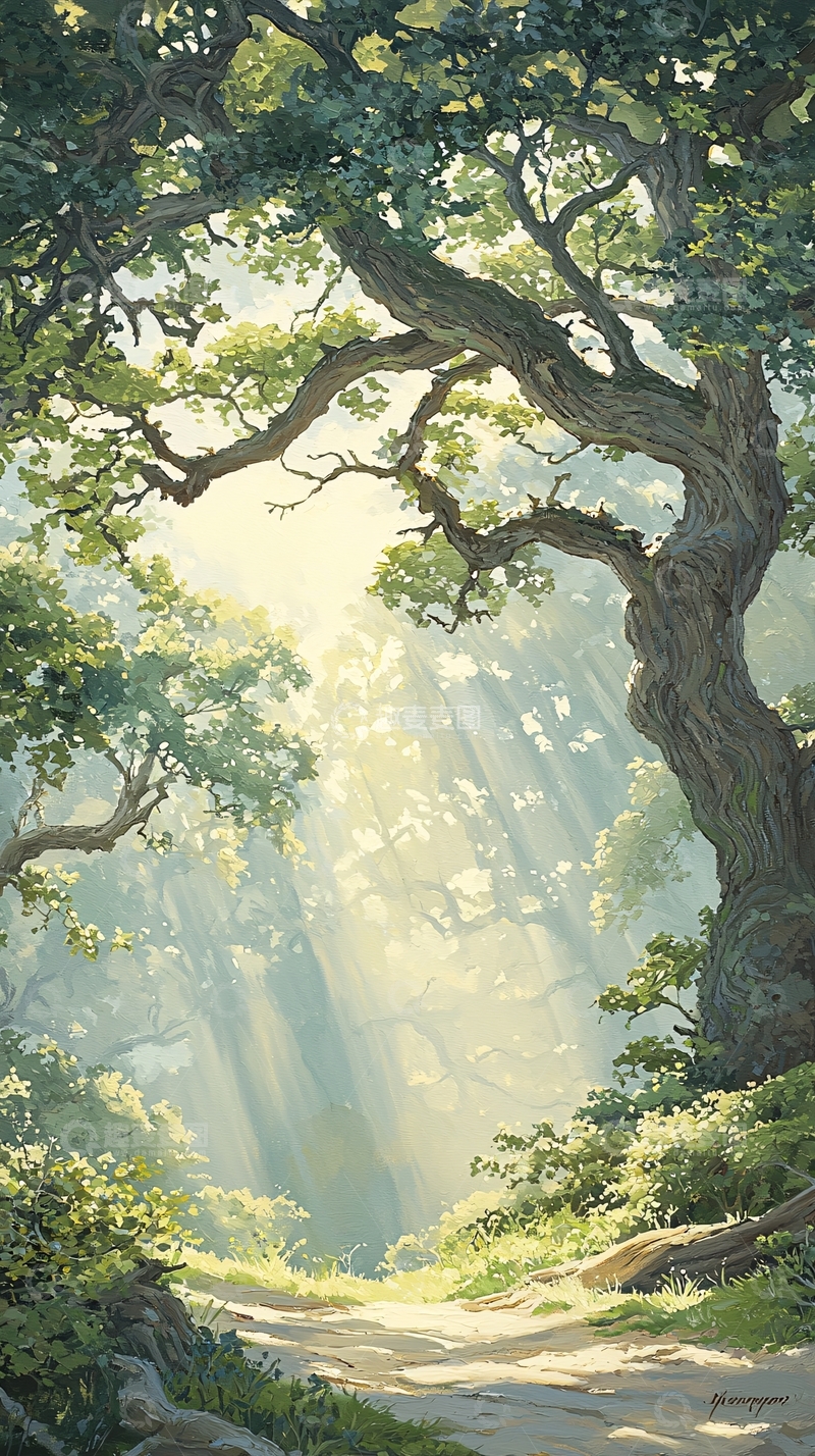 高清大图下载【趣麦麦图】晨光森林小径