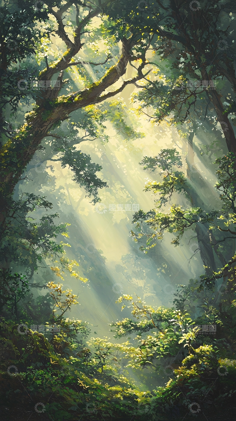 高清大图下载【趣麦麦图】晨光森林高清图片