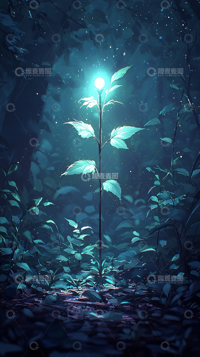 高清大图下载【趣麦麦图】神秘森林中的发光植物