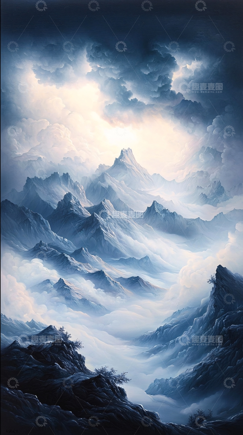 高清大图下载【趣麦麦图】梦幻雪山云海风景