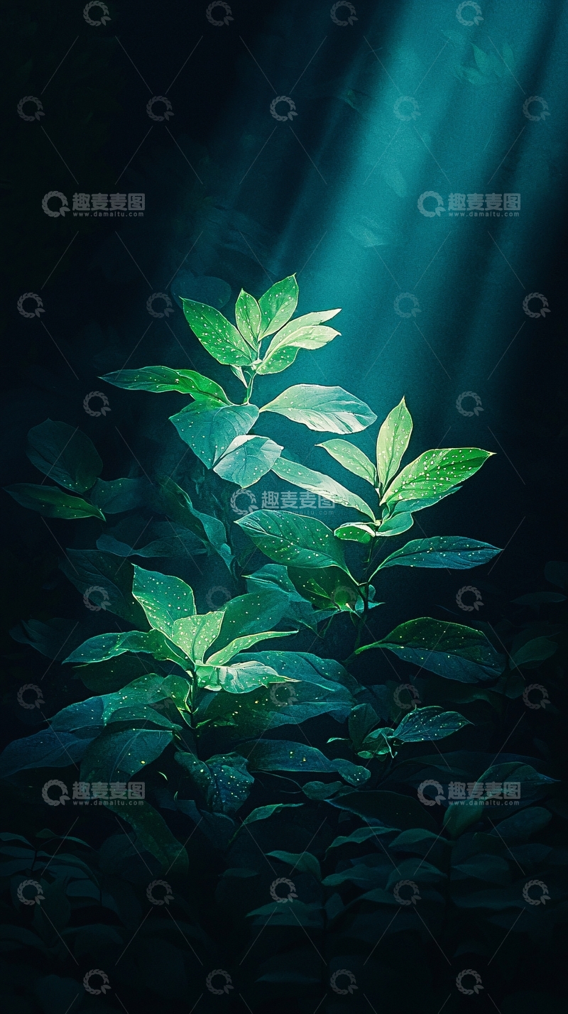 高清大图下载【趣麦麦图】深林中的光束与植物