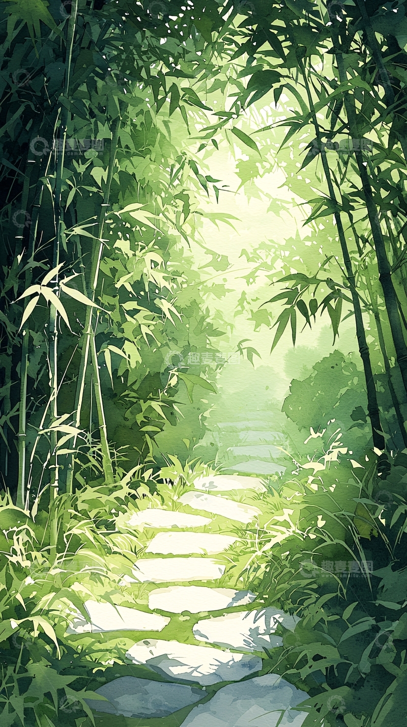 高清大图下载【趣麦麦图】竹林小径自然风光