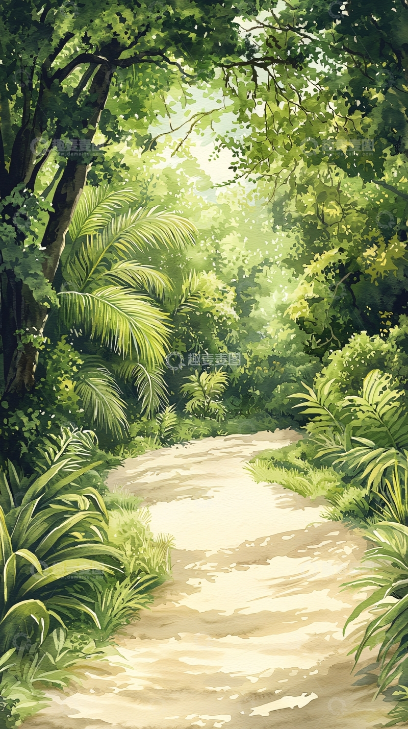 高清大图下载【趣麦麦图】热带雨林小径自然风光