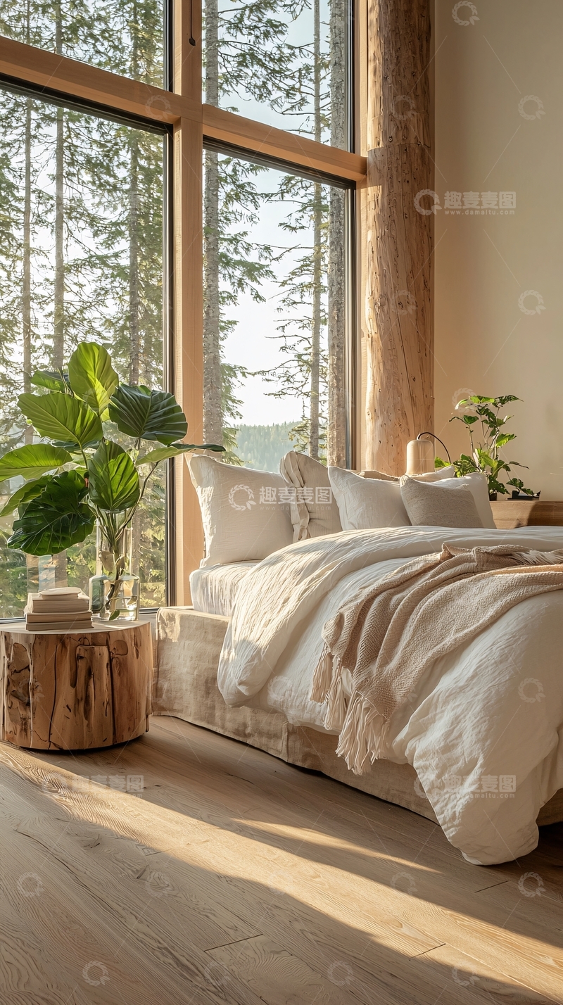 高清大图下载【趣麦麦图】森林中的温馨卧室