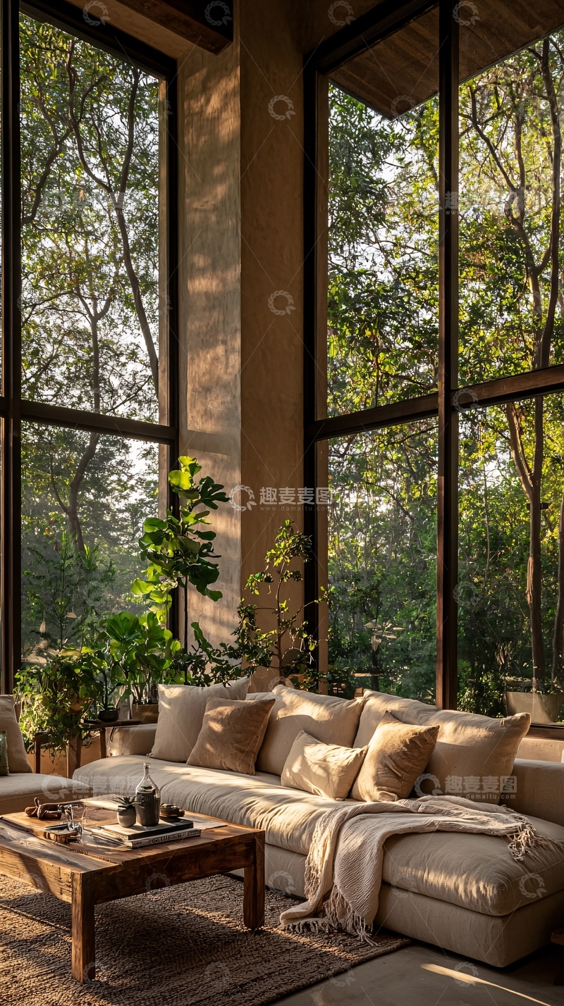 高清大图下载【趣麦麦图】森林中的温馨客厅