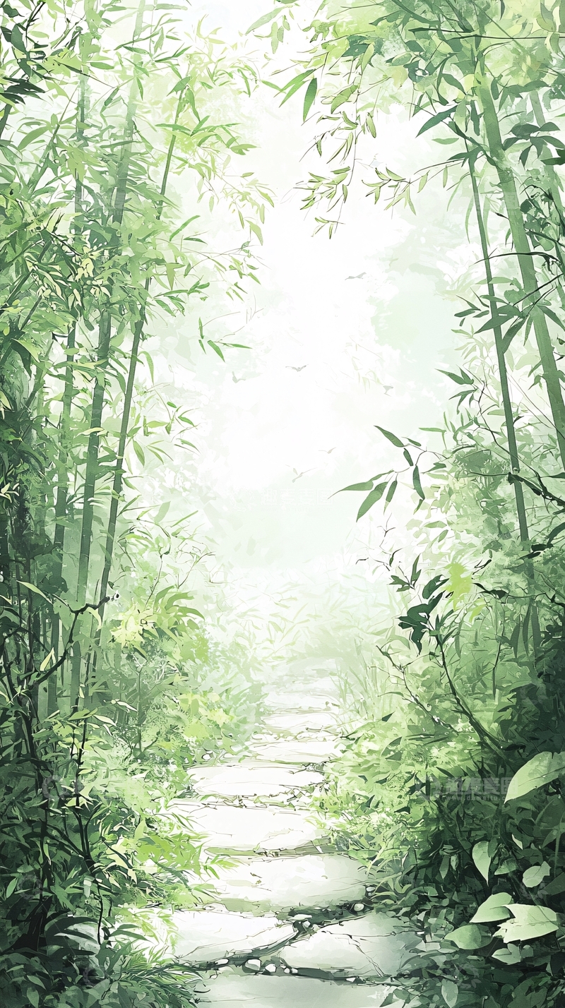 高清大图下载【趣麦麦图】竹林小径自然风光