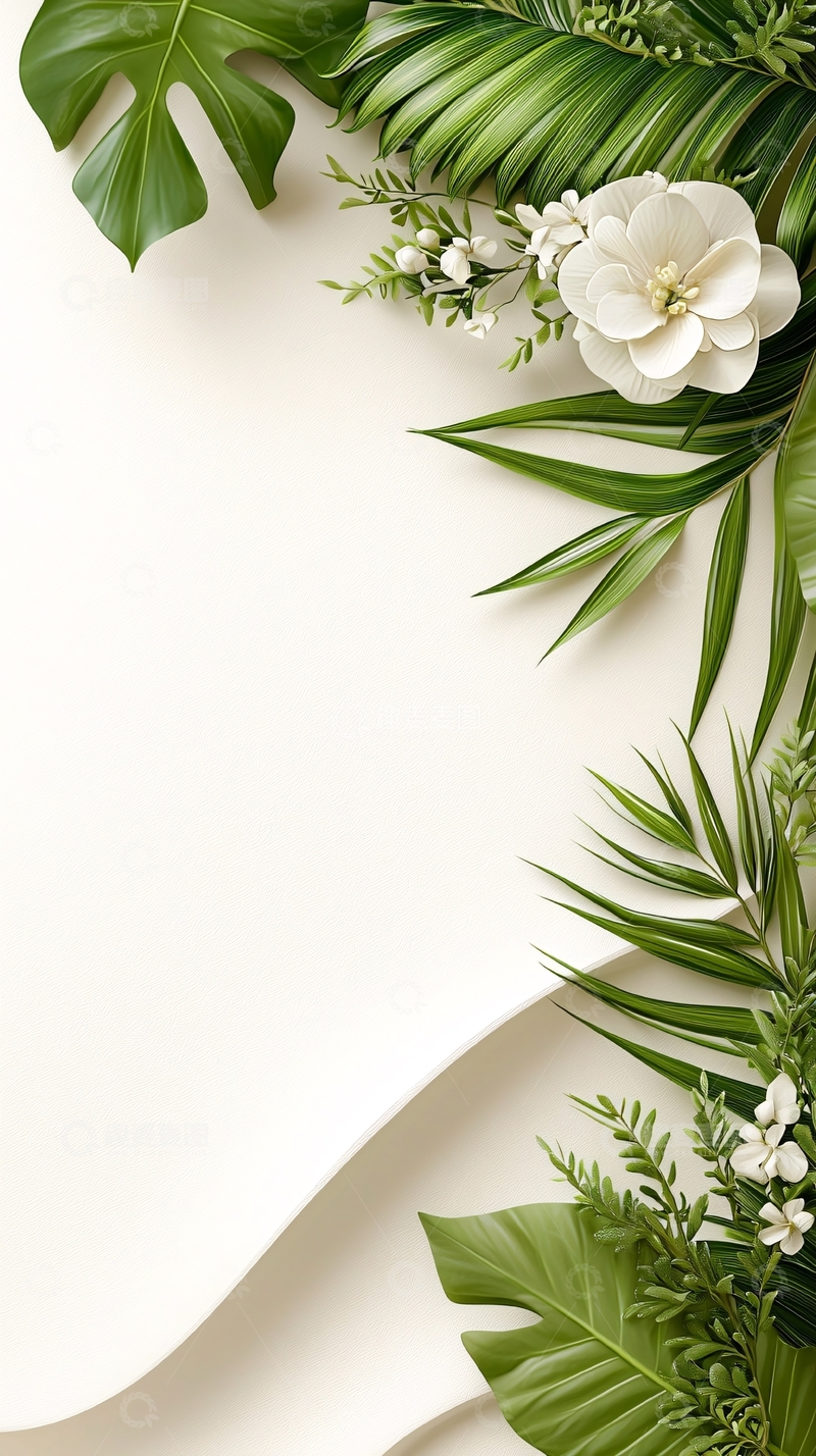 高清大图下载【趣麦麦图】热带植物花卉边框背景图