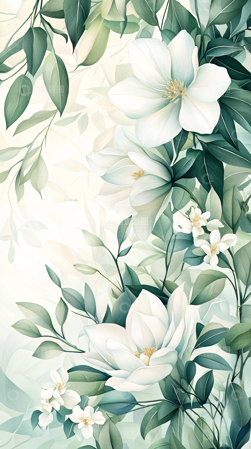 高清大图下载【趣麦麦图】清新花卉背景墙纸素材