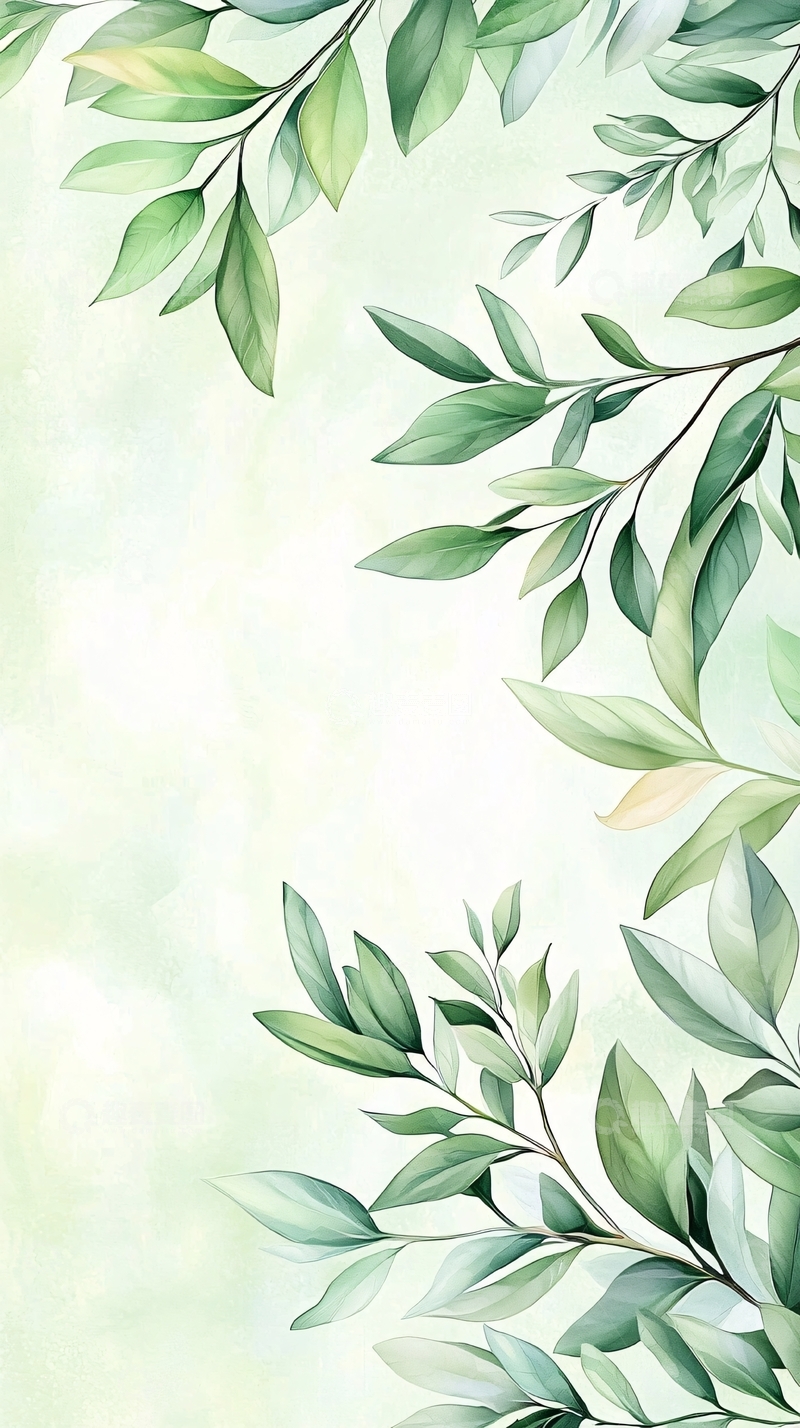 高清大图下载【趣麦麦图】清新绿叶背景素材