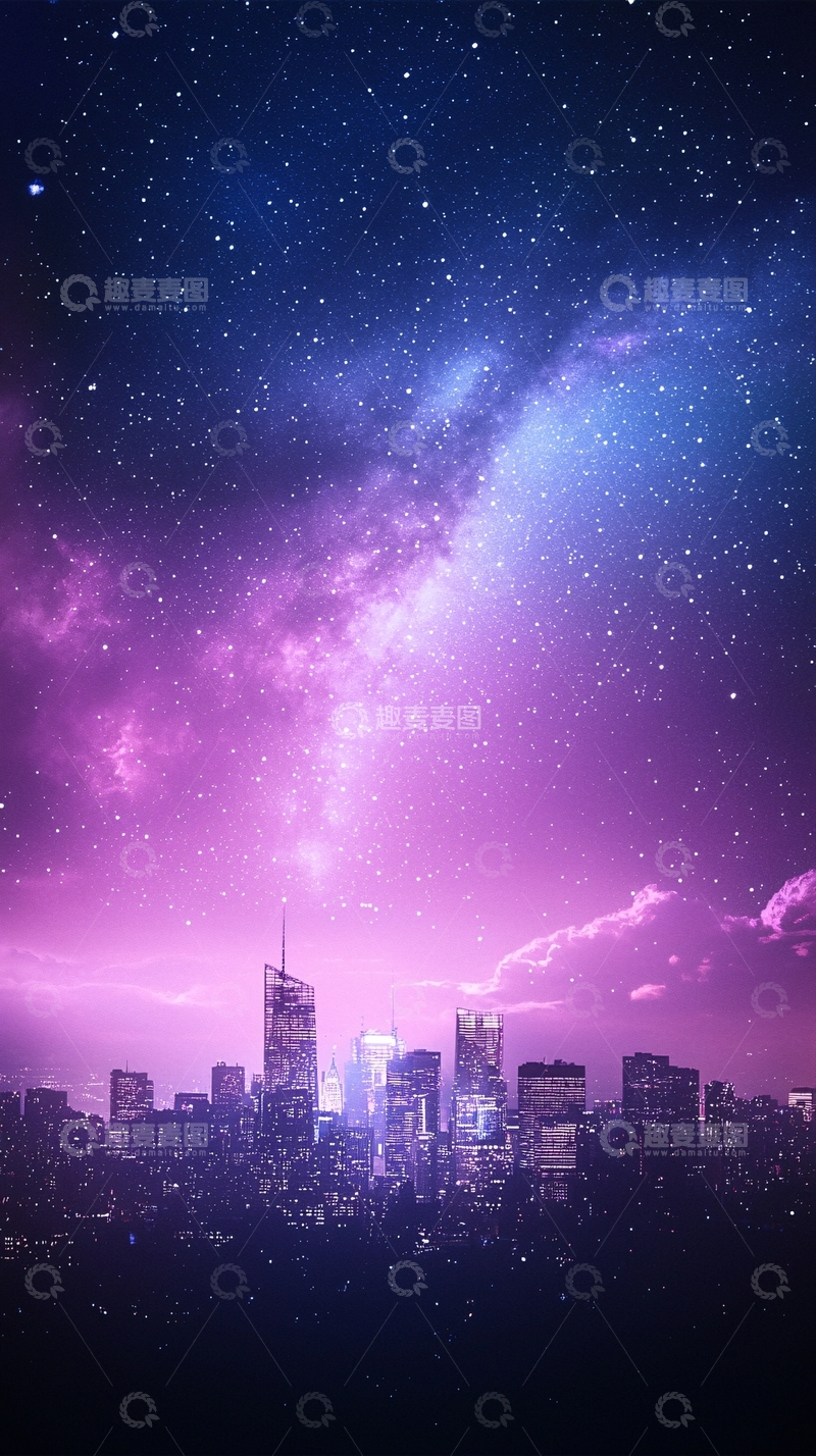 高清大图下载【趣麦麦图】星空下的城市夜景26