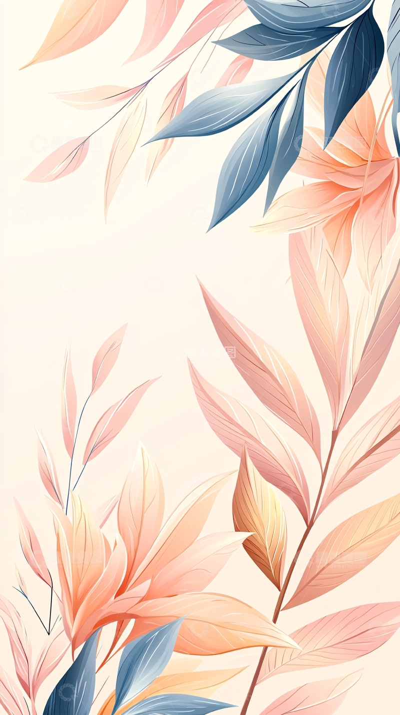 高清大图下载【趣麦麦图】秋日渐变色叶子背景图