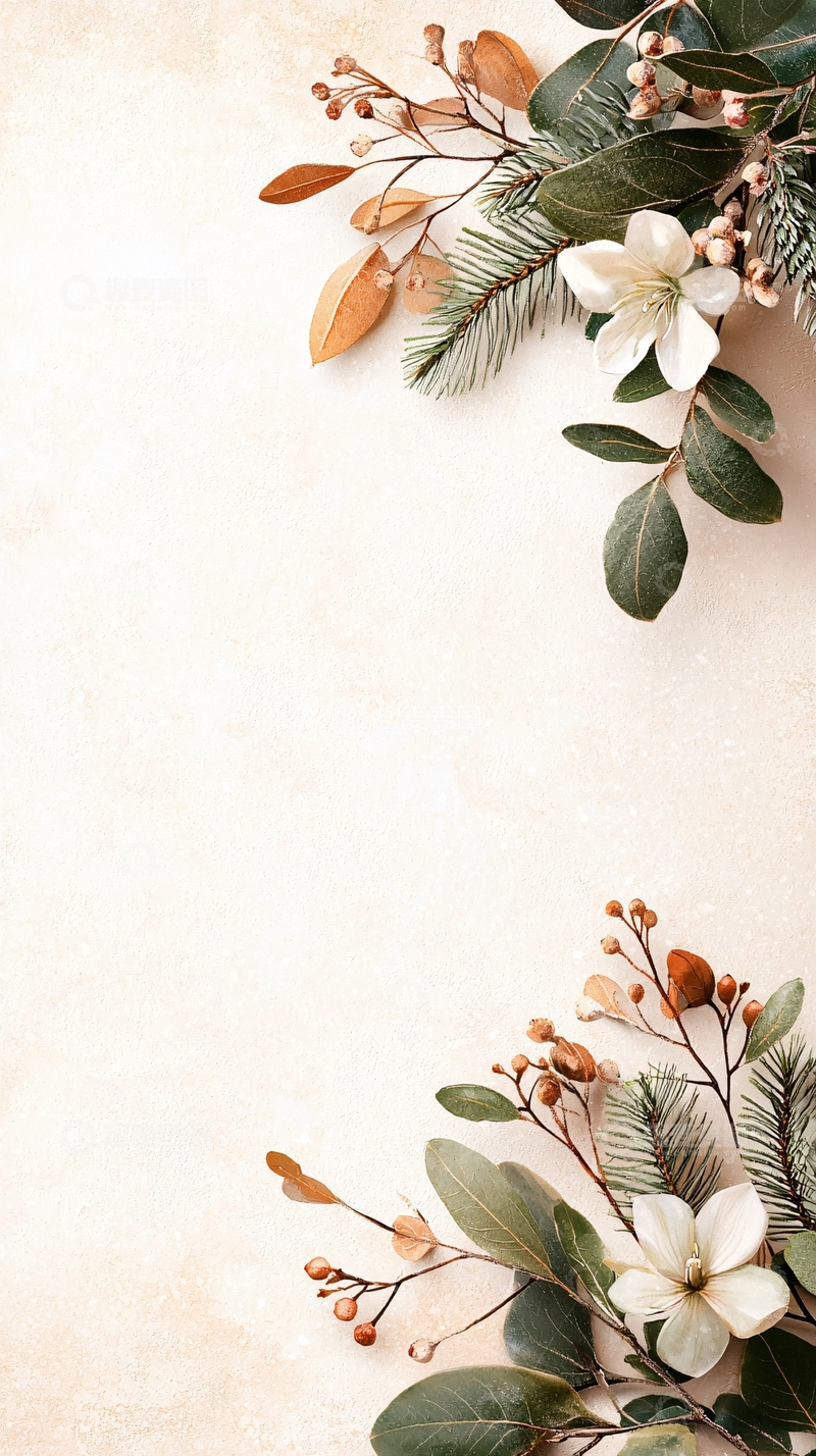 高清大图下载【趣麦麦图】冬日花枝背景素材