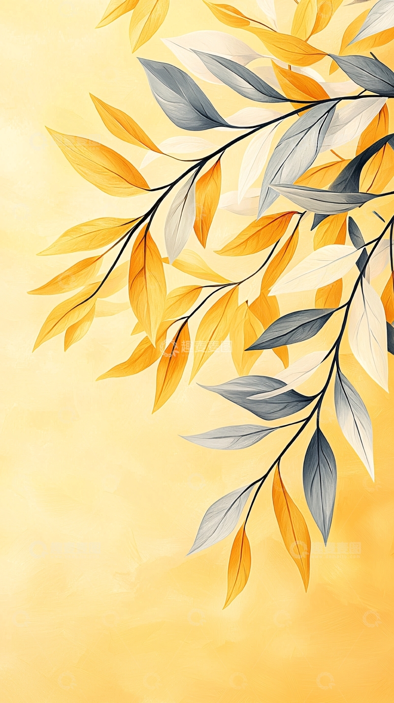 高清大图下载【趣麦麦图】秋叶渐变色彩背景图